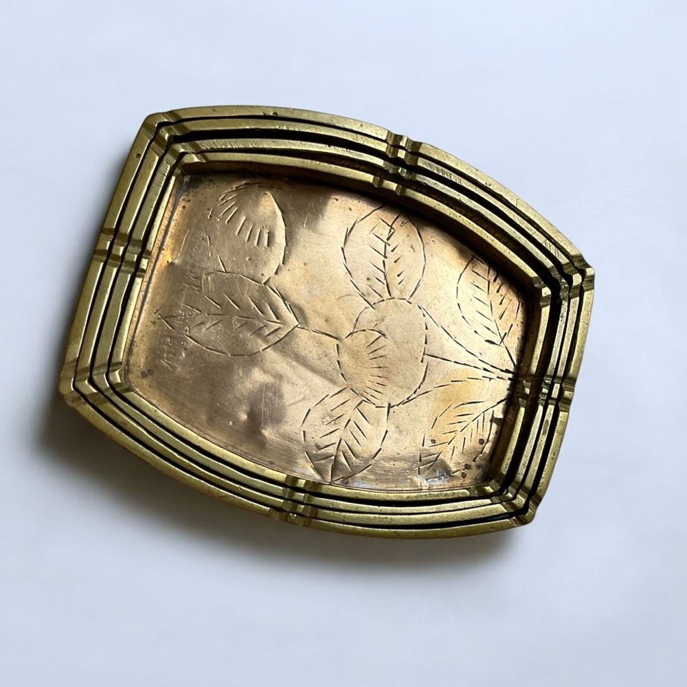 🌺4 Vintage Mini Brass Nesting Trays - Picture 2 of 8